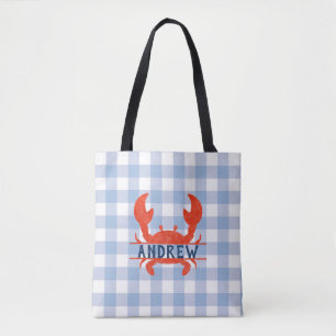 Bolso De Tela Nombre de división de cangrejo acuarela de los niñ