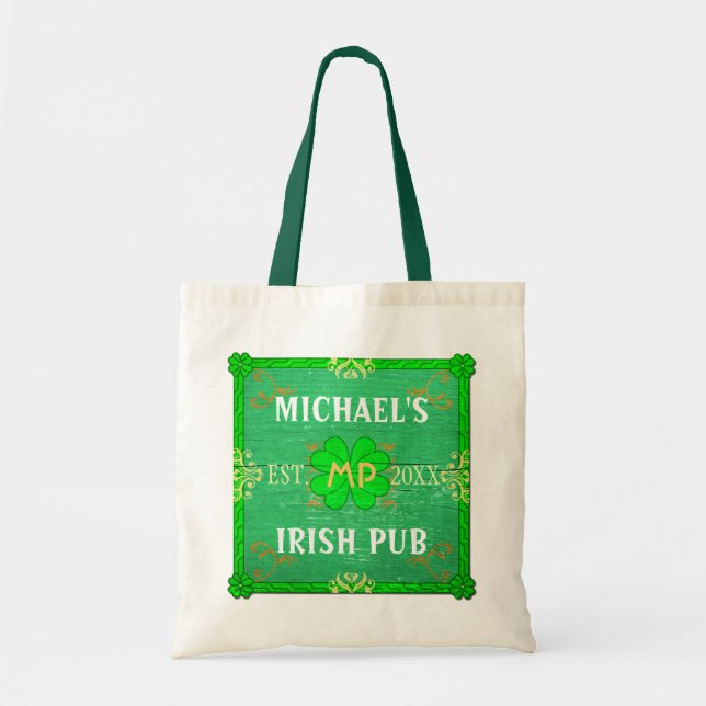 Bolso De Tela Nombre de encargo irlandés del verde el | de (Frente)