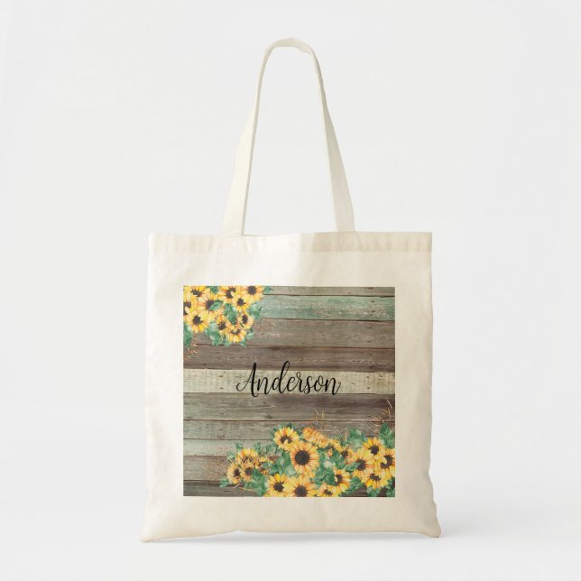 Bolso De Tela Nombre de familia de girasol (Frente)