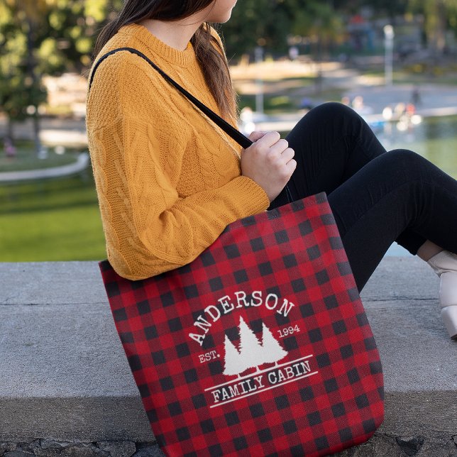 Bolso De Tela Nombre de familia de la cabina Red Buffalo Tapado (Customize to change text size or text style.)