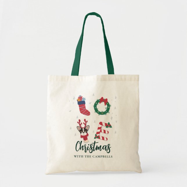 Bolso De Tela Nombre de familia de Navidades de clase coincident (Frente)