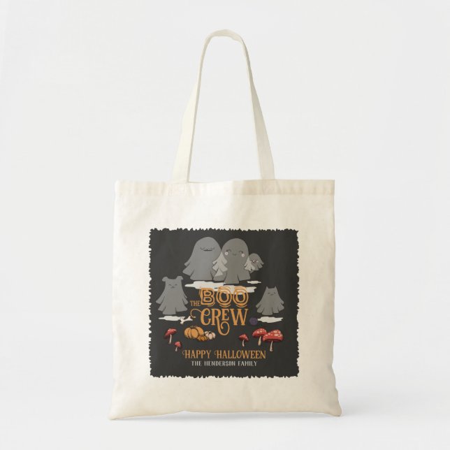Bolso De Tela Nombre de familia personalizada de Boo Crew Hallow (Frente)