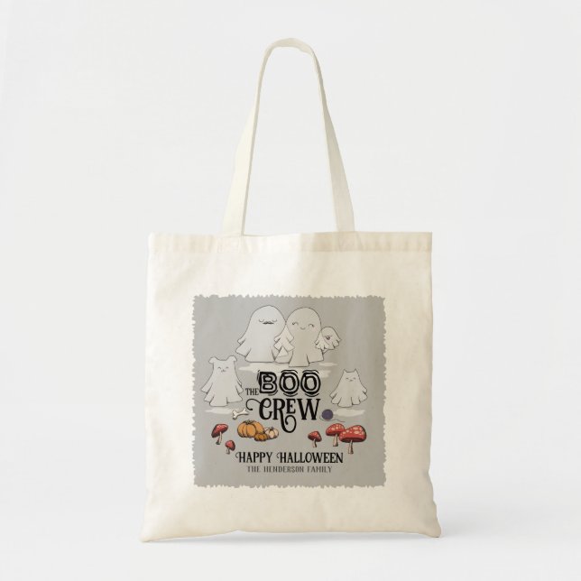 Bolso De Tela Nombre de familia personalizada de Boo Crew Hallow (Frente)