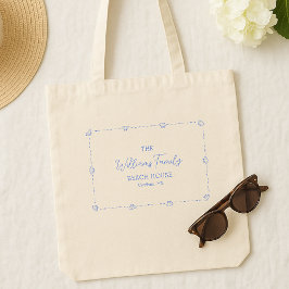 Bolso De Tela Nombre de familia personalizado Beach House Coasta