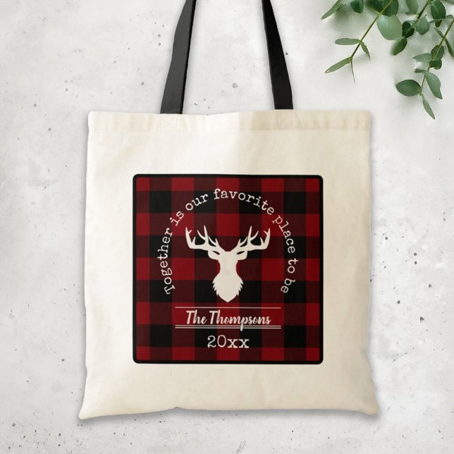 Bolso De Tela Nombre de familia rusa de búfalo negro rojo modern (Subido por el creador)
