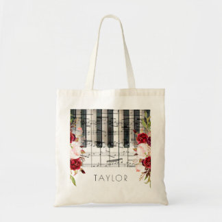 Bolso De Tela nombre de flores de piano marsala de música