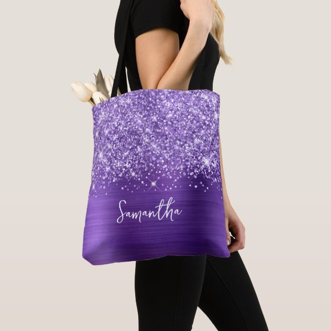 Bolso De Tela Nombre de Glam de Ametría Púrpura Purpurinoso (Detalle)