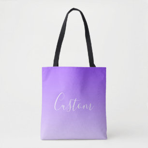 Bolso De Tela Nombre de guión curvo y ómbre morado ligero editab