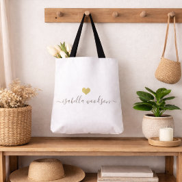 Bolso De Tela Nombre de guión de corazón de oro moderno 