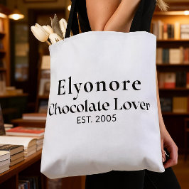 Bolso De Tela Nombre de guión negro Establecido Amante del choco