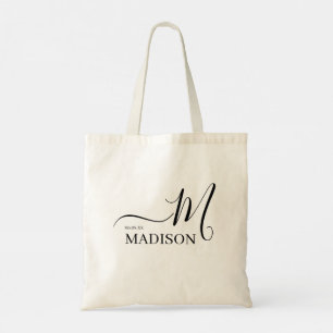 Bolso De Tela Nombre de guión negro moderno personalizado