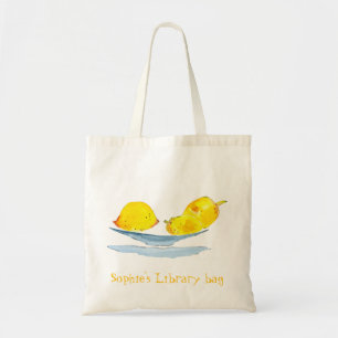 Bolso De Tela Nombre de la biblioteca de limones vibrantes de ac