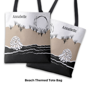 Bolso De Tela Nombre de la concha de arena de duna de puesta de 