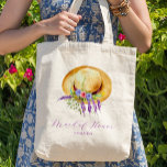 Bolso De Tela Nombre de la doncella de honor de Boho<br><div class="desc">Guión rústico bohemiano elegante de caligrafía gorra floral criada de honor o dama de honor regalo de la bolsa de tote. ¡Fácil de personalizar con tu texto!</div>