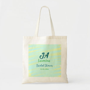 Bolso De Tela Nombre de la ducha de novia de acuarela pastel azu