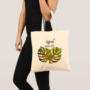 Bolso De Tela Nombre de la empleada doméstica de las hojas tropi