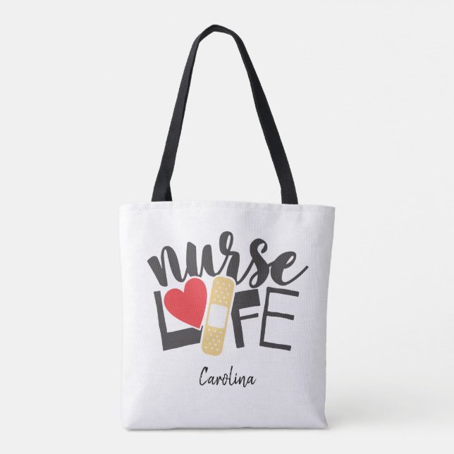 Bolso De Tela Nombre de la escuela de Enfermería cardíaca de la  (Reverso)