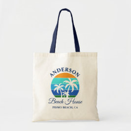 Bolso De Tela Nombre de la Familia Beach House Sun Palm Trees