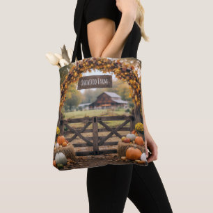 Bolso De Tela Nombre de la granja de otoño en la puerta
