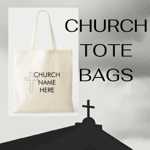 Bolso De Tela Nombre de la Iglesia con Cruz Cristiana
