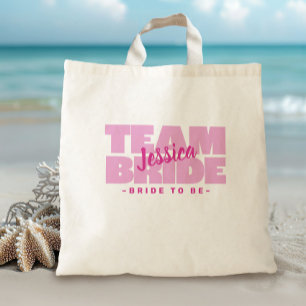 Bolso De Tela Nombre de la Novia Equipo Rosa Retro Lindo