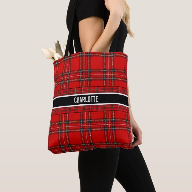 Bolso De Tela nombre de la plaid de tartán rojo de la moda (Detalle)