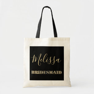 Bolso De Tela Nombre de la tipografía de la dama de honor negra