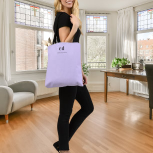 Bolso De Tela Nombre de las iniciales del monograma de lavanda v