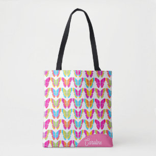 Bolso De Tela Nombre de las mariposas de arcoiris crudas