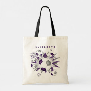 Bolso De Tela nombre de los chicas de la pelota de fútbol gris p