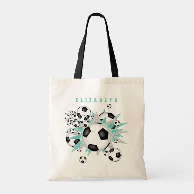 Bolso De Tela nombre de los chicas de la pelota verde azulada de (Reverso)