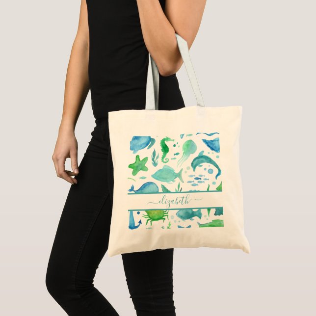Bolso De Tela Nombre de los delfines de los fondos marinos de ma (Anverso (producto))