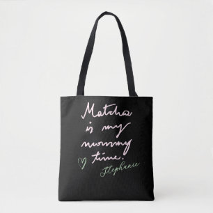 Bolso De Tela Nombre de mamá personalizado divertido té matcha r
