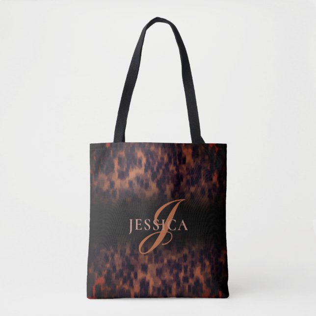 Bolso De Tela Nombre de monograma de impresión de animales del p (Anverso)
