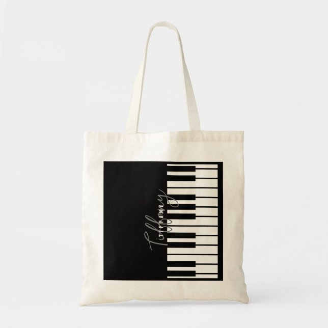 Bolso De Tela Nombre de monograma de teclado moderno para piano  (Frente)
