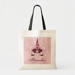 Bolso De Tela Nombre de monograma de unicornio rosa de Rubor cor