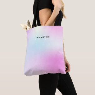 Bolso De Tela Nombre de monograma del degradado rosado moderno