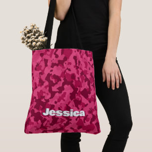 Bolso De Tela Nombre de monograma en cámara rosa
