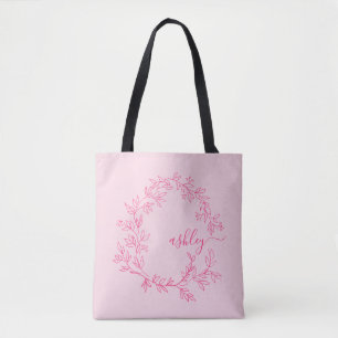 Bolso De Tela Nombre de monograma femenino con letra script mode