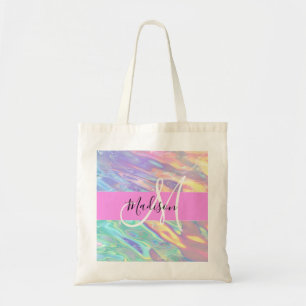 Bolso De Tela Nombre de monograma irlandés holográfico de color