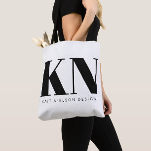 Bolso De Tela Nombre de monograma moderno en negrita personaliza