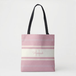 Bolso De Tela Nombre de monograma personalizado elegante rosa ru