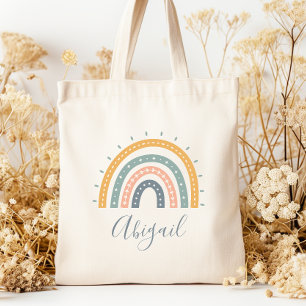 Bolso De Tela Nombre de Niños Boho Pastel Tonos Tierra