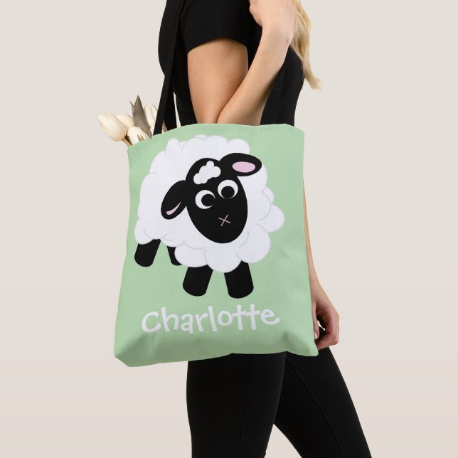Bolso De Tela Nombre de oveja de Personalizado corto Green Tote  (Detalle)
