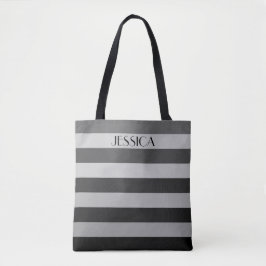 Bolso De Tela Nombre de Patrón de Rayas Gris Elegante