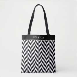 Bolso De Tela Nombre de Patrón de Rayas Negras y Blancas Elegant