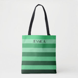 Bolso De Tela Nombre de Patrón de Rayas Verdes Elegantes