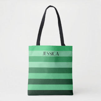 Bolso De Tela Nombre de Patrón de Rayas Verdes Elegantes