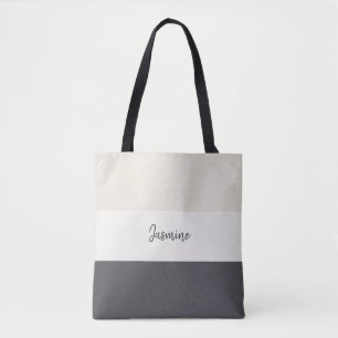 Bolso De Tela Nombre de personalización de franjas neutras