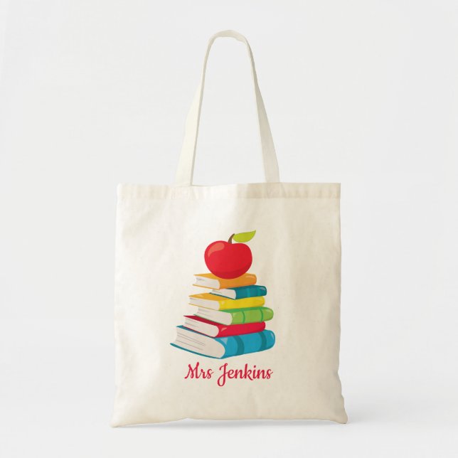 Bolso De Tela Nombre de profesor personalizado Libros de regalo  (Frente)